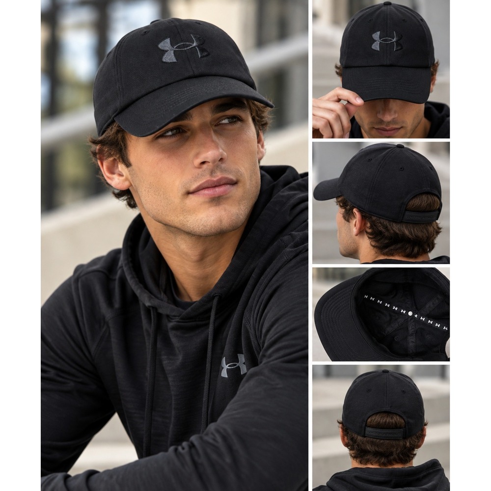 Under Armour Baseball Cap Black UA Free Fit Adjustable Dad Hat #1643